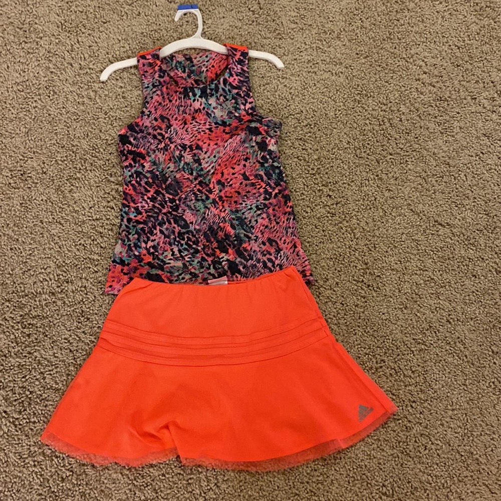 Girls adidas sports skort and tank matching set